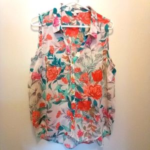 Guess Sleevless Button Up Blouse Women's Size L